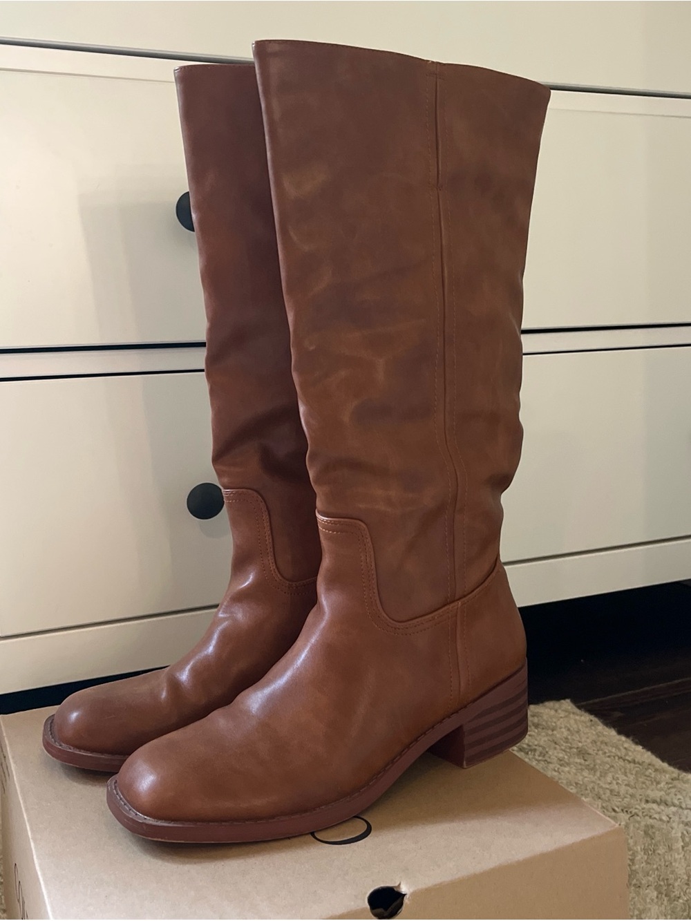 Women's Tall Tan Leather Heeled Boots